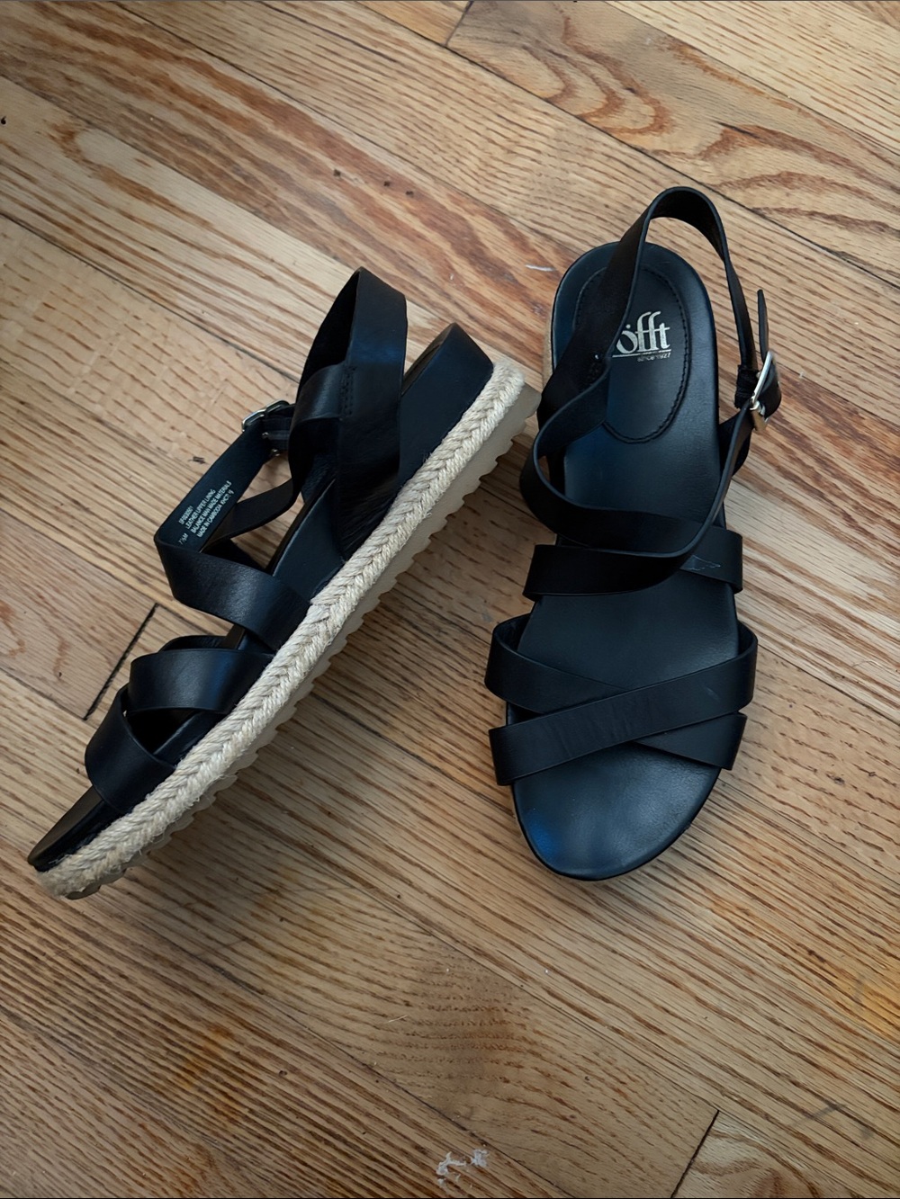 Söfft Black Strappy Espadrille Platform Sandals
